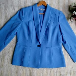 KASPER Womens Light Blue Crepe One Button Blazer
